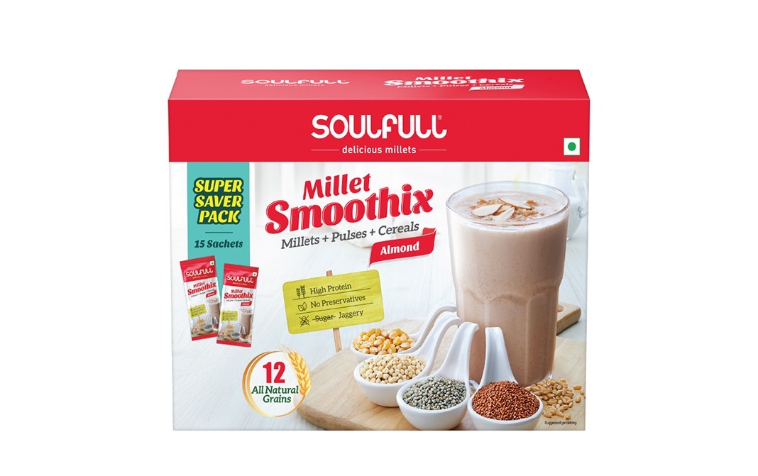 Soulfull Millet Smoothix Millet+Pulses+ Cereals Almond   Box  450 grams